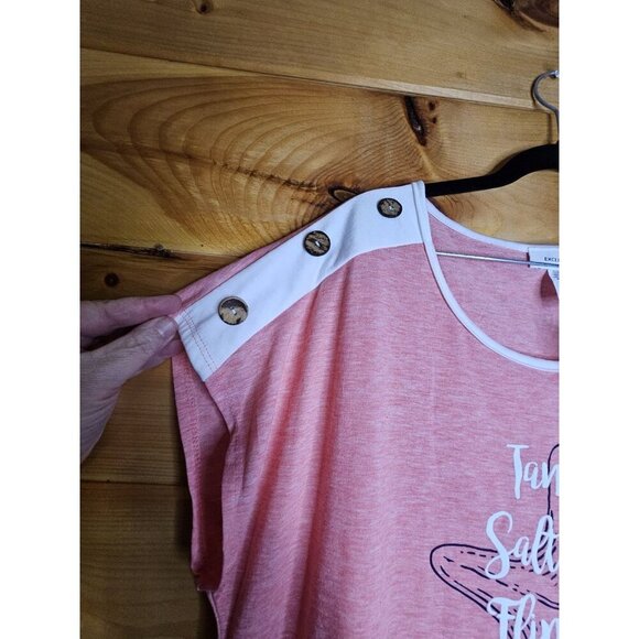 New Exclusive One Women's 2X Plus Size Blouse Pink Comfy Top Casual Beach Shirt - Picture 8 of 16